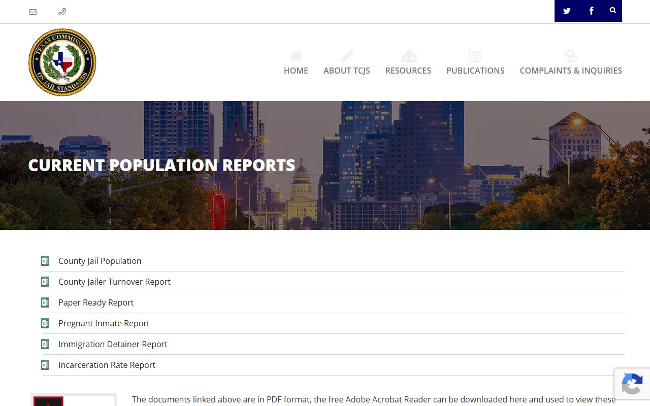 Colorado County inmate population TCJS population reports page